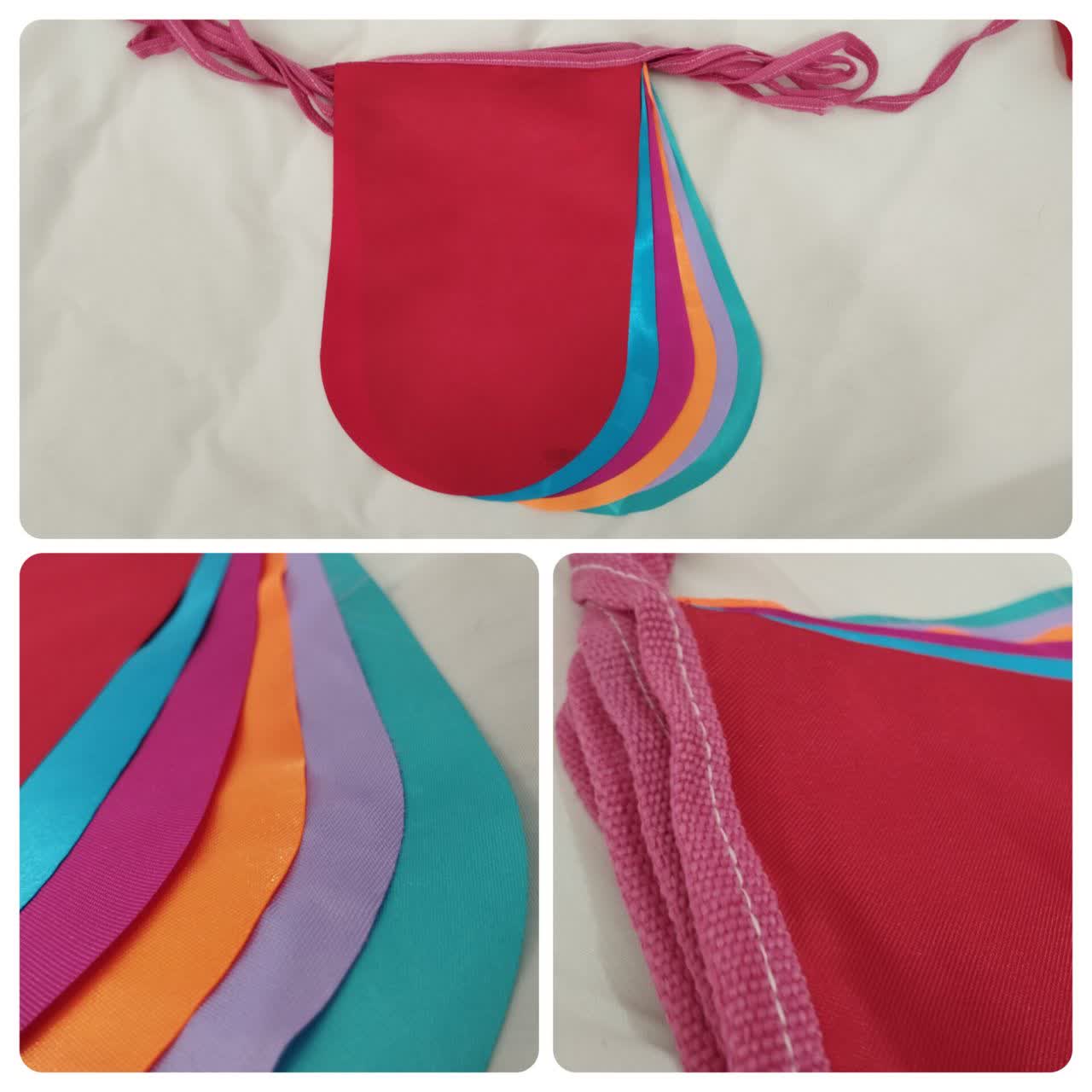 ریسه ساتن هلالی الوان (رنگی) - بسته 10متری